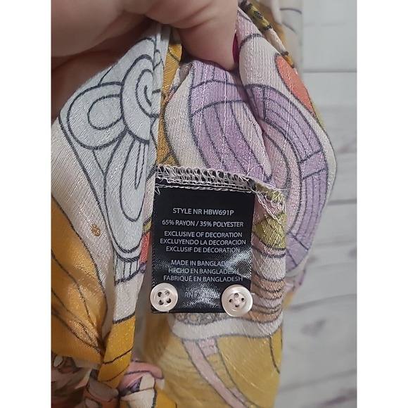 Harve Benard Multicolor Paisley V-Neck Colorful Button Front Top Womans Size 2X - Picture 5 of 5